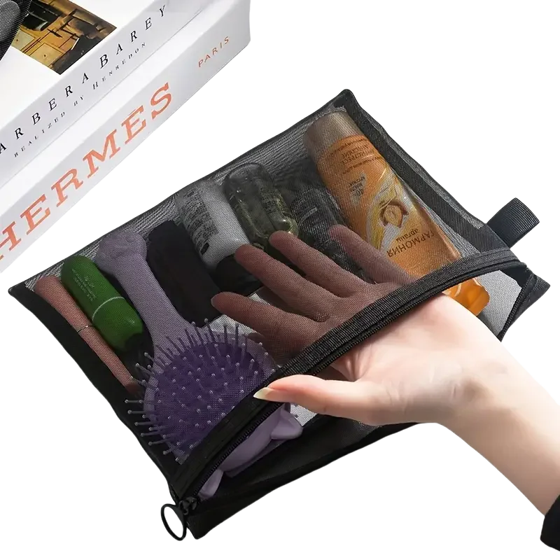 3 Air Mesh Clear Cosmetic Bags