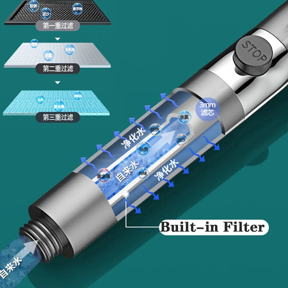 High-pressure Shower Head 3-mode Purity filters