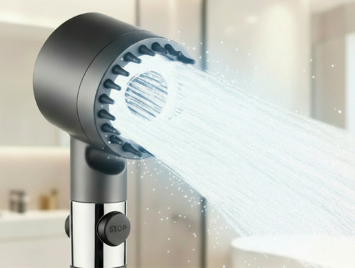 ShowerFlowLuxe Turbine Nozzles accelerating water flow