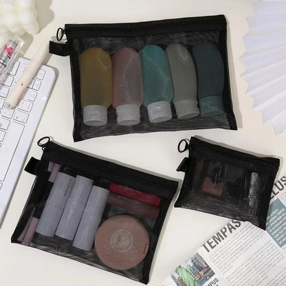 3 Air Mesh Clear Cosmetic Bags